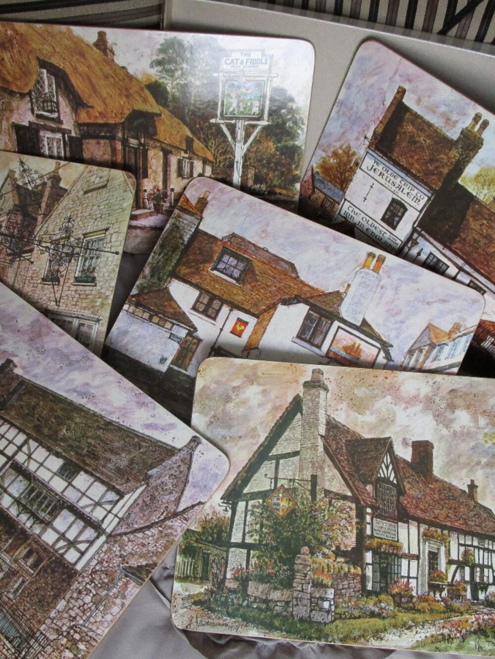 set of 6 vintage cork board table mats